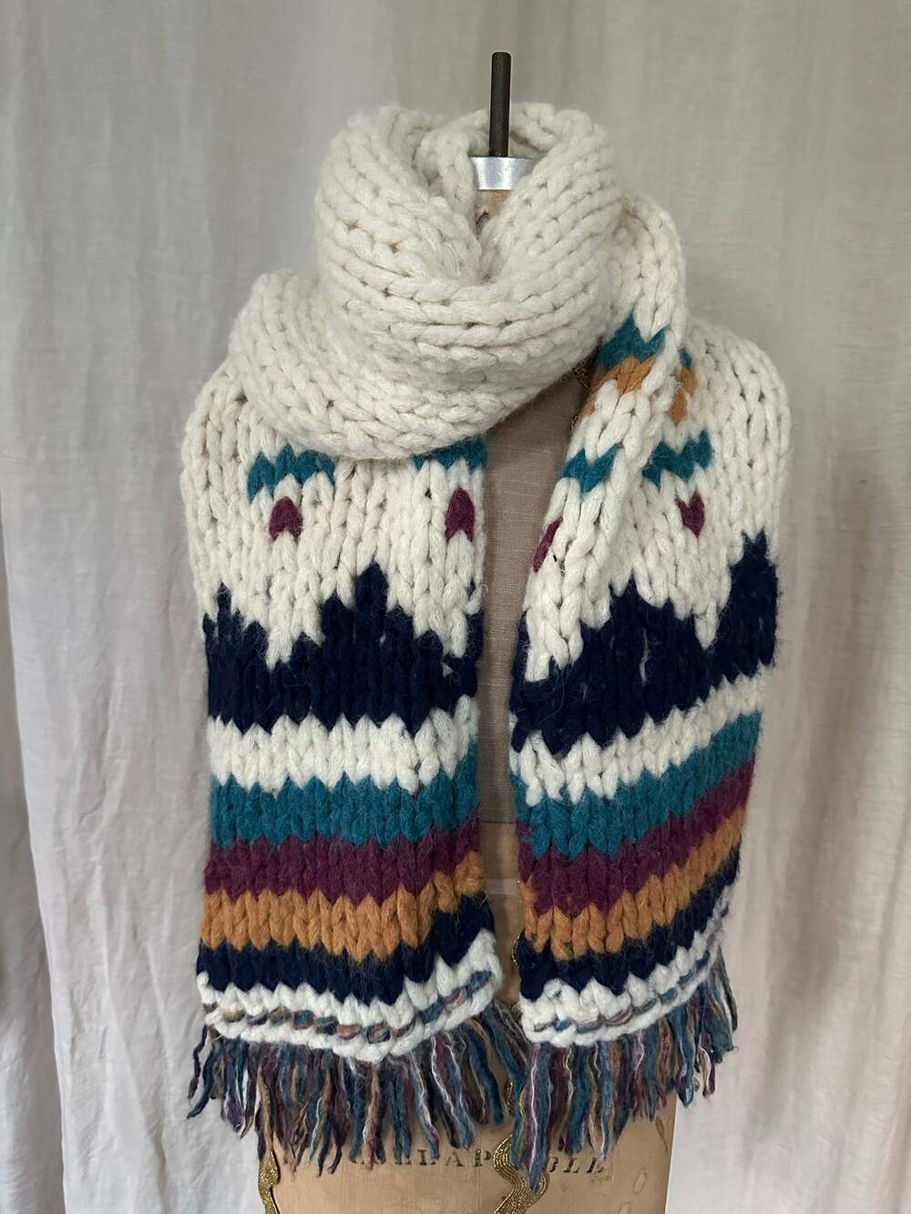 Faherty x B. Yellowtail Chunky Hand-Knit Alpaca Scarf oversized native new 12x80
